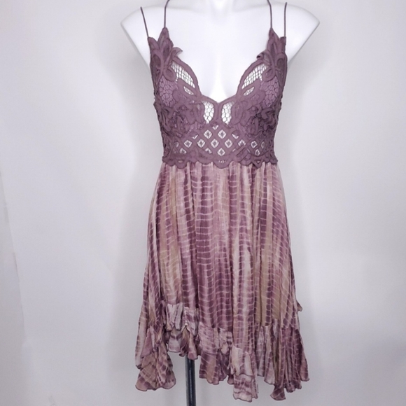 Free People Adella Slip Tie-Dye Lace Dress L - Picture 6 of 13